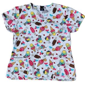 Zoe + Chloe M Ice Cream Novelty Scrub Shirt Nurse